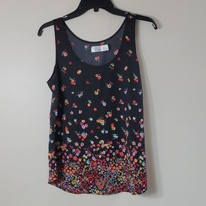 Time And Tru Black Floral Tank M